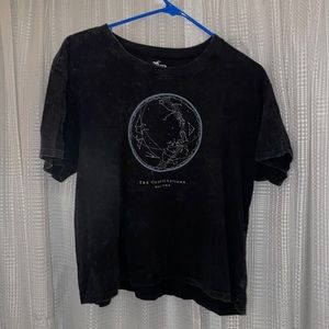 Hollister black cropped tshirt with moon design